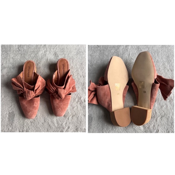 Jeffrey Campbell Cyrus Bow Suede Leather Slip-On Block Heel Mules Rose Pink 8.5 - Picture 3 of 15
